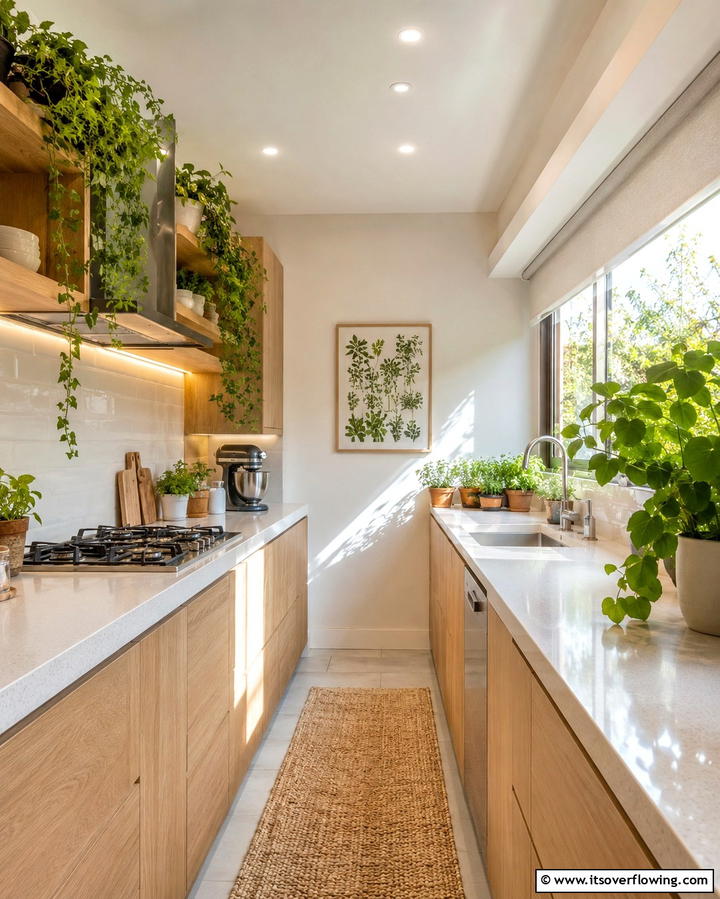 Greenery and Indoor Plants - 30 Parallel Modular Kitchen Designs for Efficient Cooking