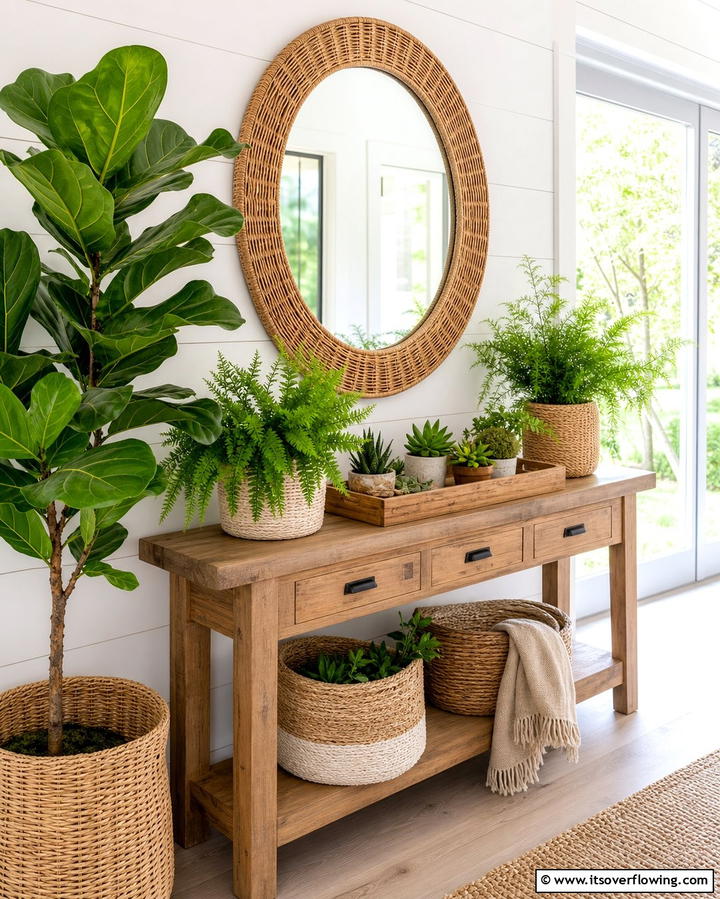 Greenery and Nature Inspired Accents - 25 Entryway Table Decor Ideas to Welcome Guests in Style