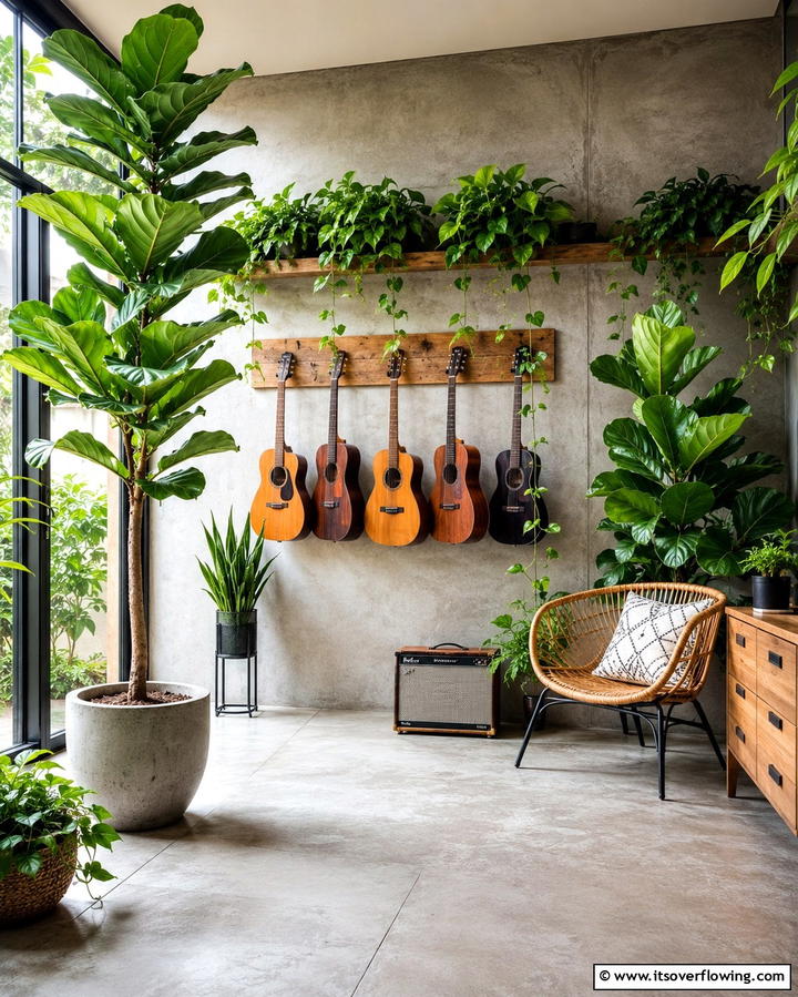 Greenery for a Calming Touch - 25 Music Room Ideas to Create the Perfect Sound Space