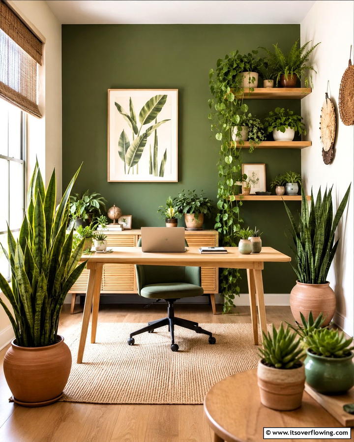 Greenery for a Natural Touch - 30 Home Office Ideas Designed Specifically for Her