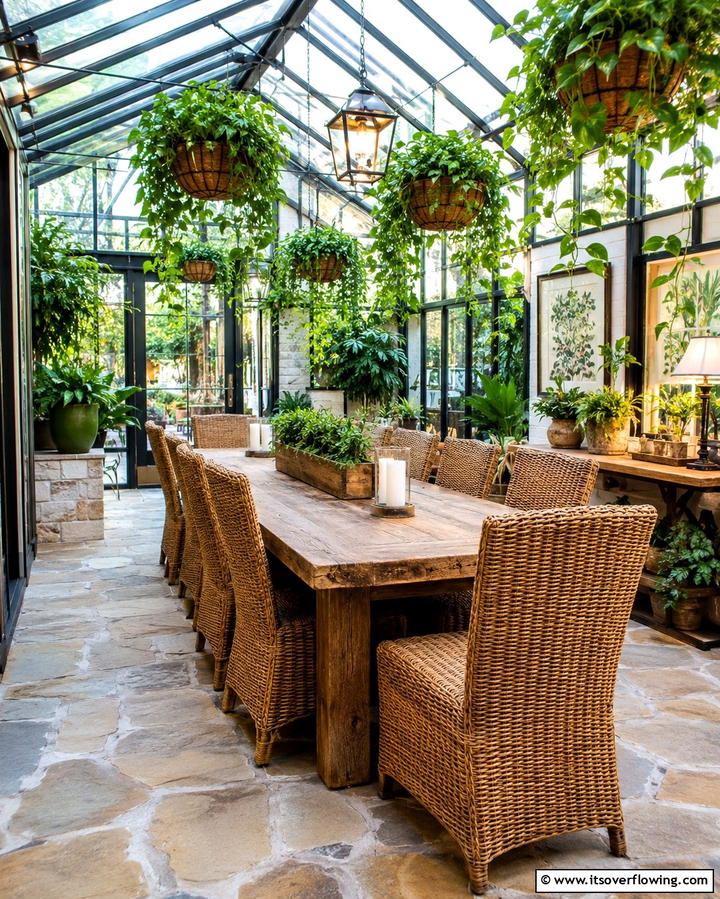 Greenhouse Dining Area - 25 Greenhouse Room Ideas for a Plant Lover’s Paradise