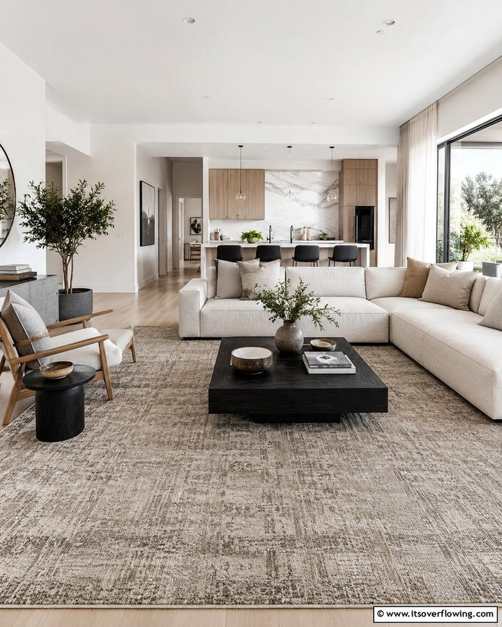 Greige Rugs for Grounding the Space - 25 Greige Interior Design Ideas for a Timeless Home