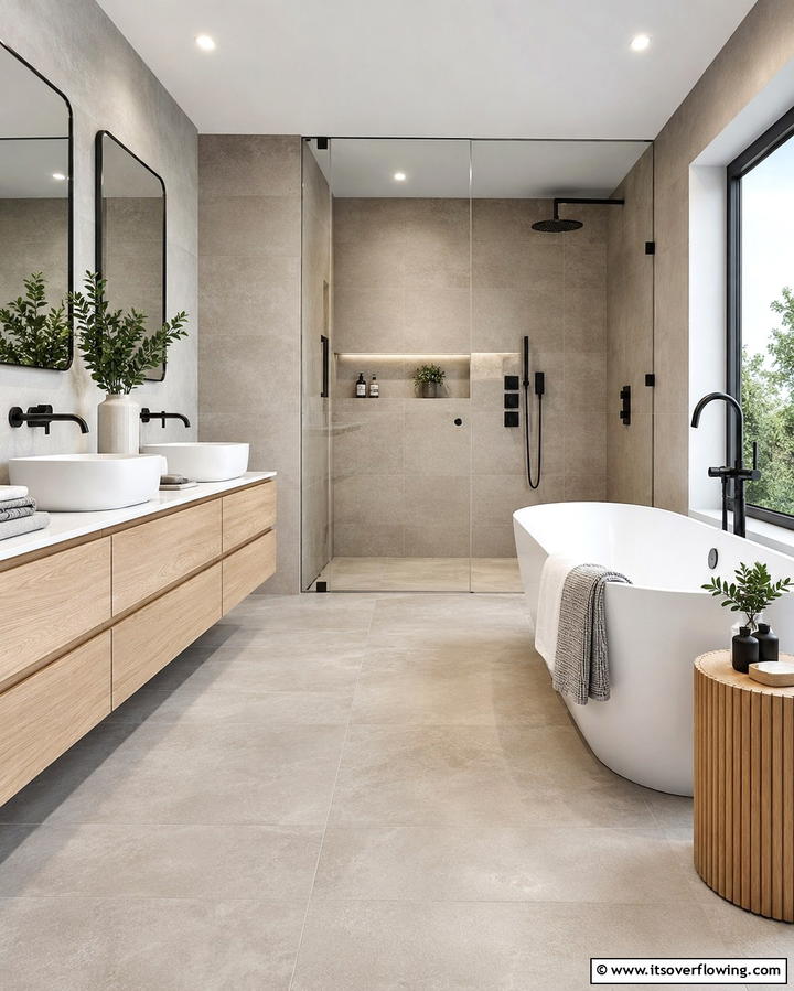 Greige Tiles for a Modern Bathroom - 25 Greige Interior Design Ideas for a Timeless Home