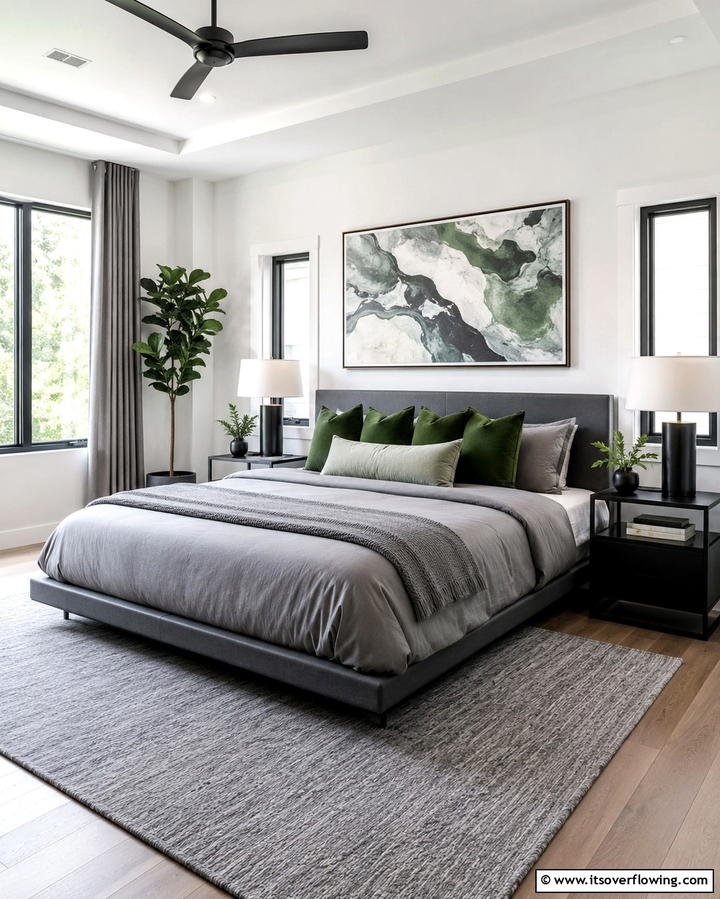 Grey Bedding with Green Throw PillowsExact - 25 Modern Green and Grey Bedroom Design Ideas