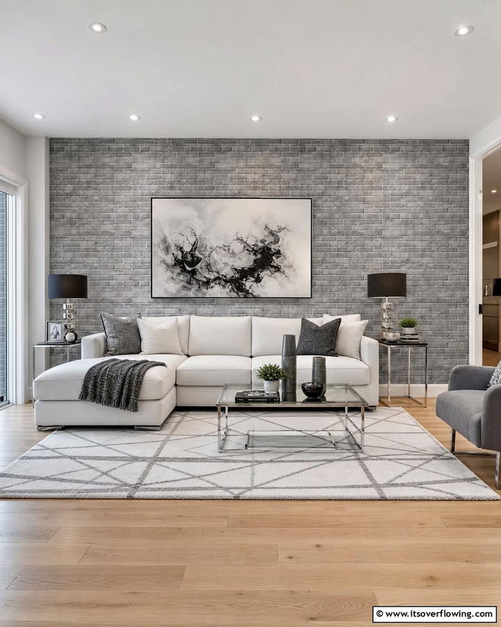 Grey Brick Wallpaper for a Neutral Backdrop - 25 Brick Wallpaper Ideas to Transform Your Interior Spaces