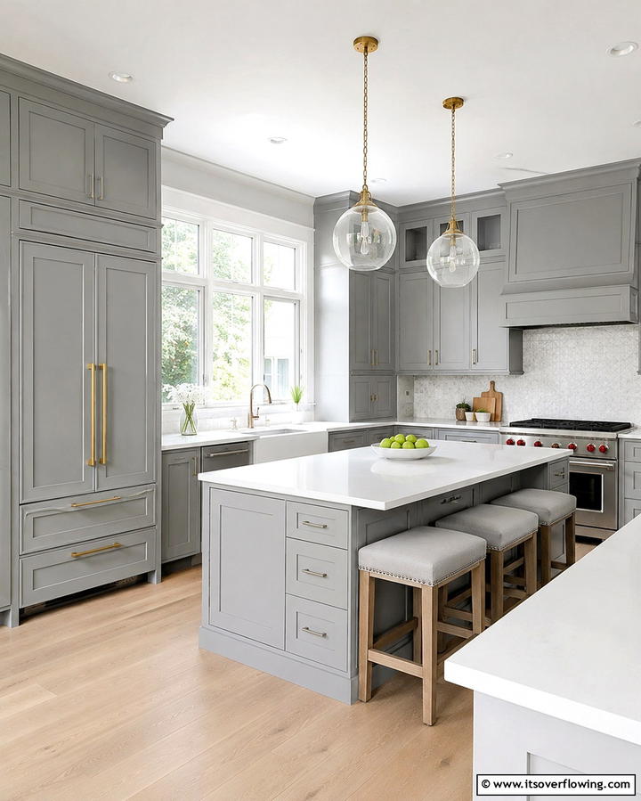 Grey Cabinets with White Countertops - 25 Grey and White Kitchen Ideas for a Classic Look