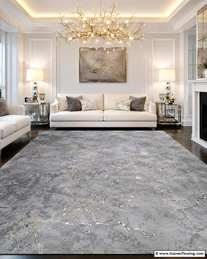 Grey Carpet with Metallic AccentsOne - 30 Grey Carpet Living Room Ideas for Cozy Neutral Spaces