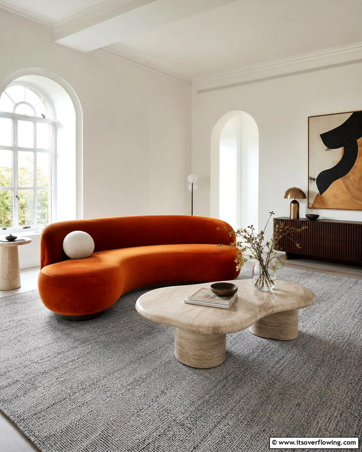 Grey Carpet with Statement Furniture - 30 Grey Carpet Living Room Ideas for Cozy Neutral Spaces