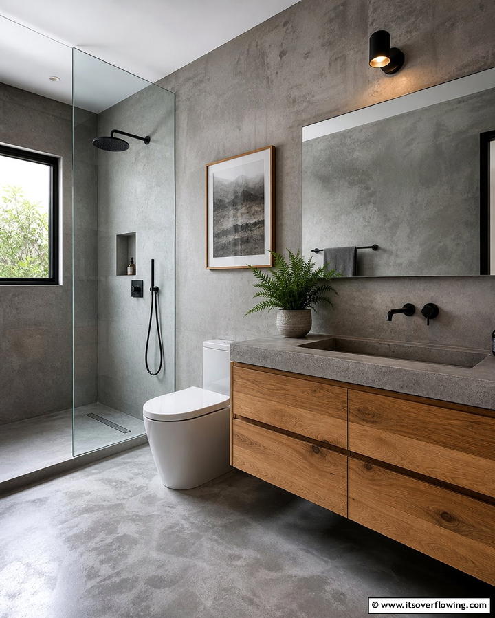 Grey Concrete Finishes - 25 Grey Bathroom Ideas for a Timeless and Elegant Look