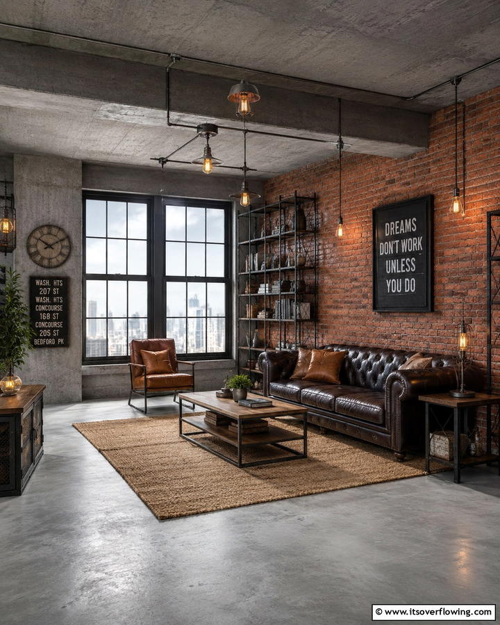Grey Concrete for Industrial Vibes - 30 Grey Flooring Living Room Ideas for Modern Elegance