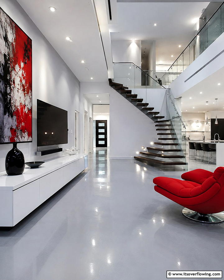 Grey Epoxy Flooring for a Seamless Finish - 30 Grey Flooring Living Room Ideas for Modern Elegance