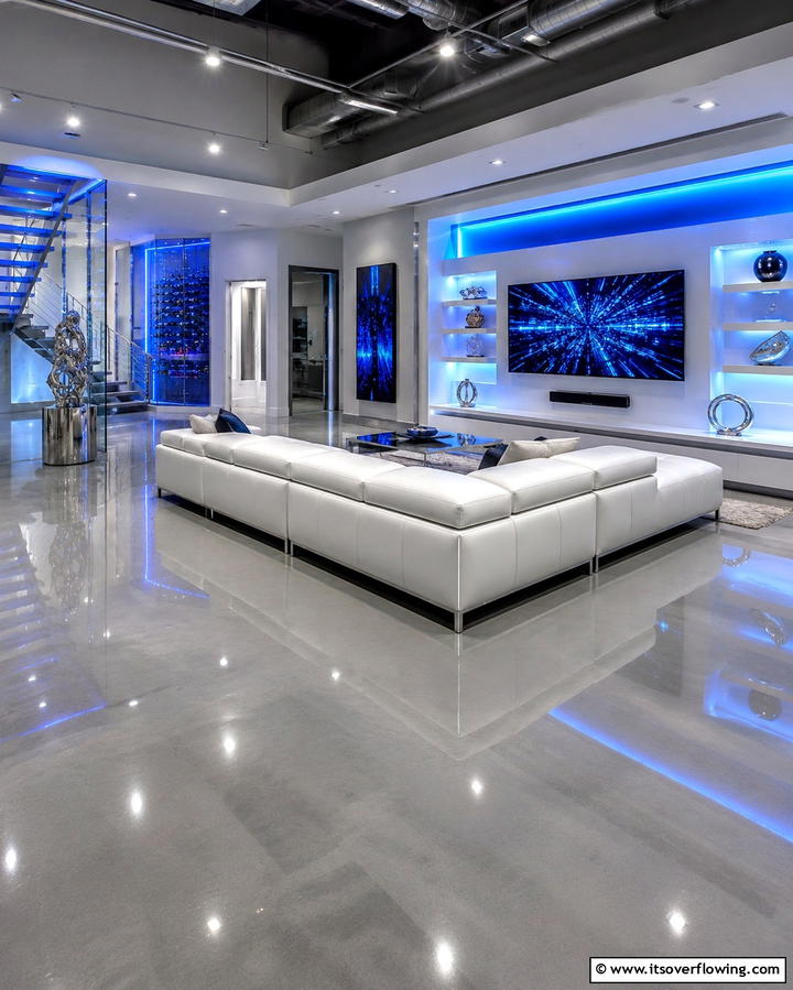 Grey Epoxy Flooring for a Sleek Finish - 30 Grey Flooring Living Room Ideas for Modern Elegance