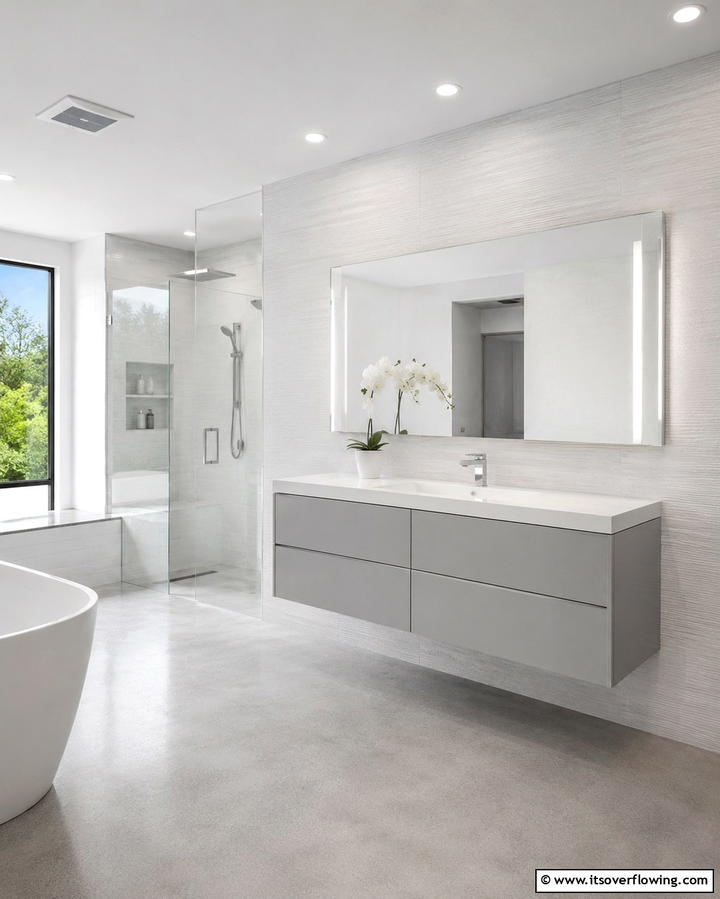 Grey Floating Vanity for Minimalist Appeal - 25 Grey Bathroom Vanity Design Ideas for Modern Homes