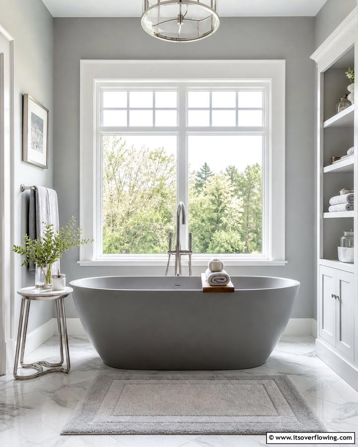 Grey Freestanding Tub - 25 Grey Bathroom Ideas for a Timeless and Elegant Look
