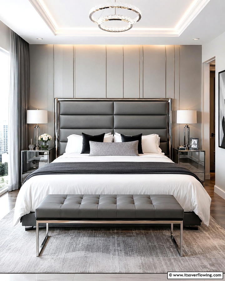 Grey Leather Headboard for a Modern Edge - 25 Elegant Grey Headboard Bedroom Ideas for a Calm Space