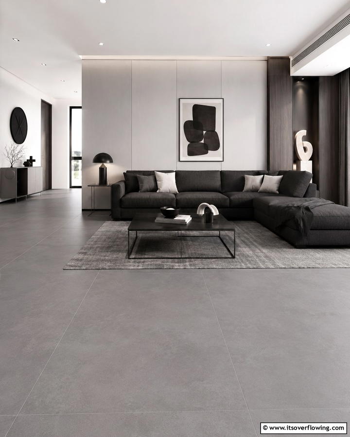 Grey Matte Flooring for a Contemporary Look - 30 Grey Flooring Living Room Ideas for Modern Elegance