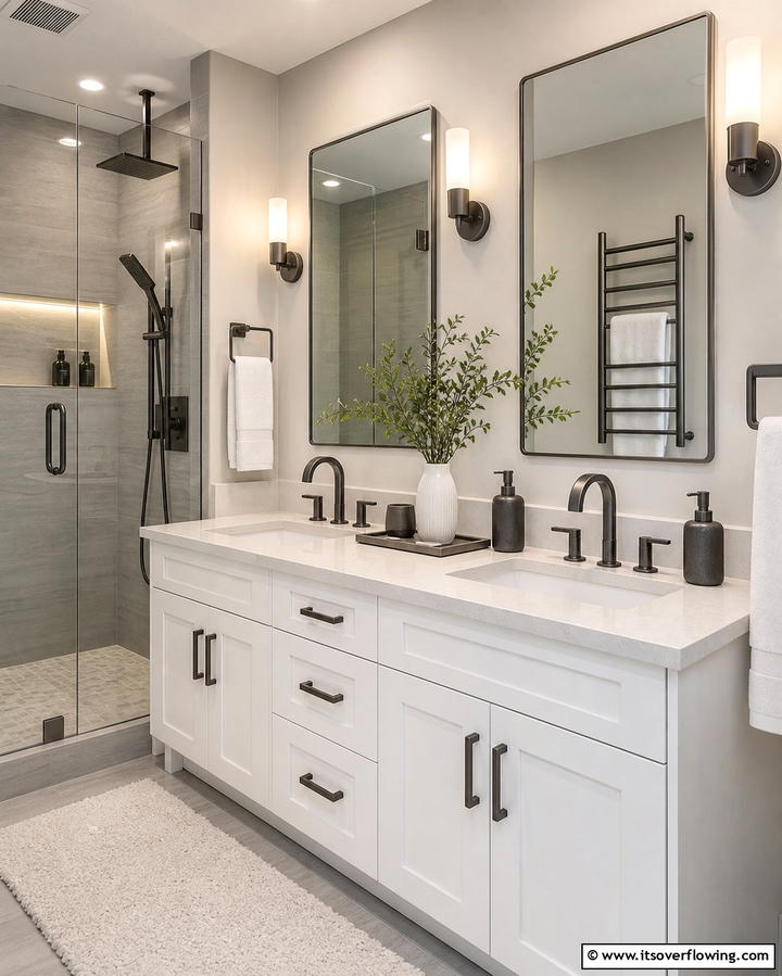 Grey Metallic Fixtures - 25 Grey Bathroom Ideas for a Timeless and Elegant Look
