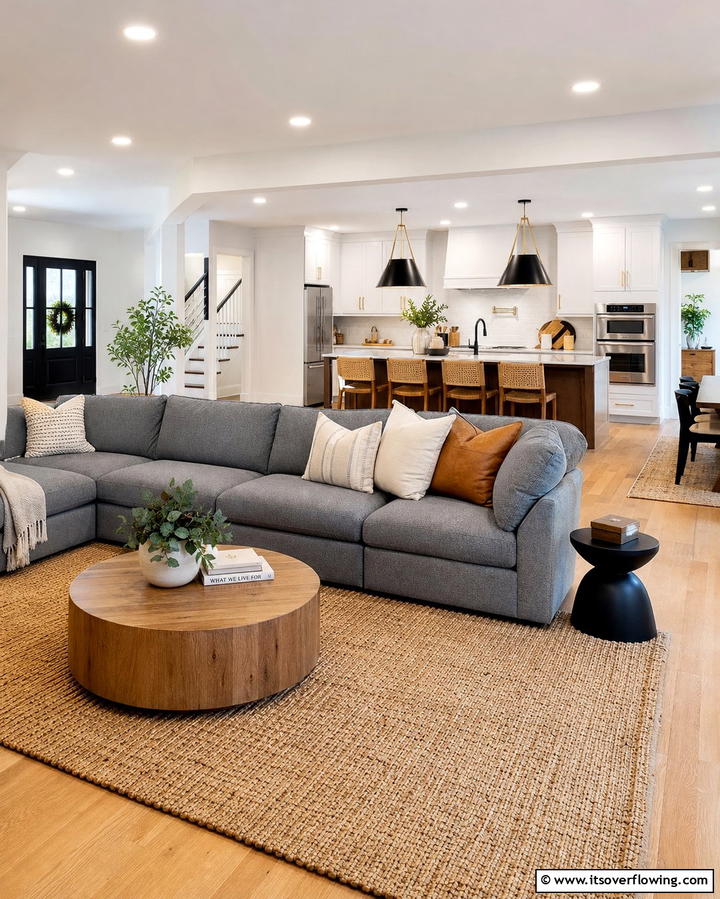 Grey Sectional in Open Spaces - 25 Grey Sectional Living Room Ideas for Modern Homes
