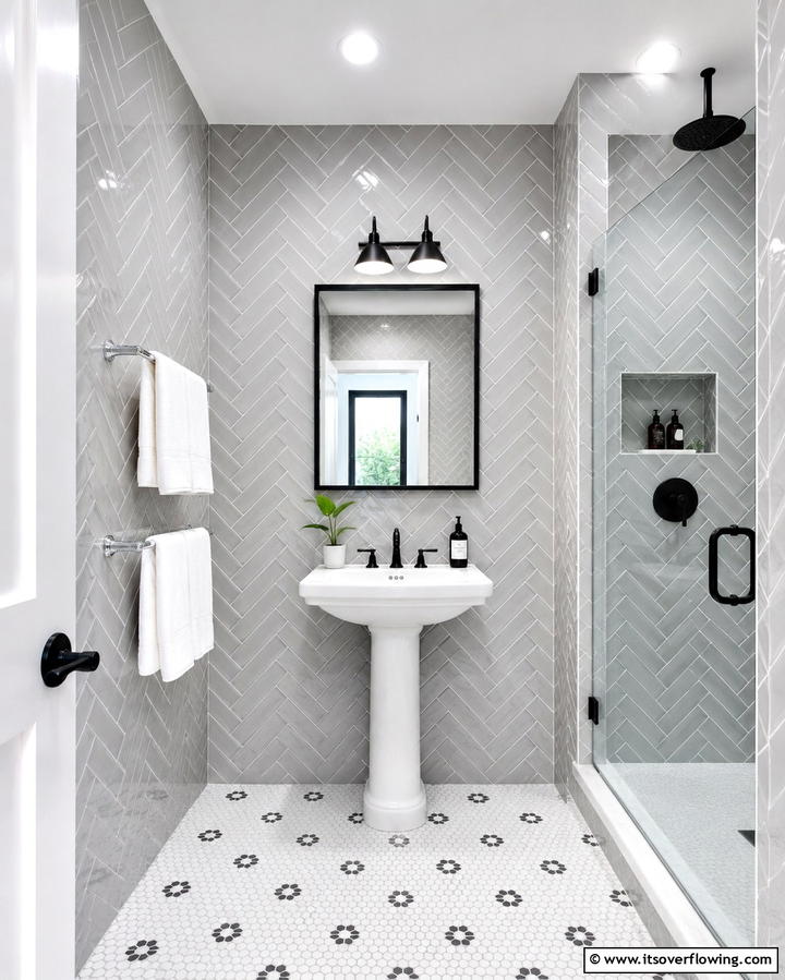 Grey Subway Tiles - 25 Black and Grey Bathroom Ideas for a Sleek Design