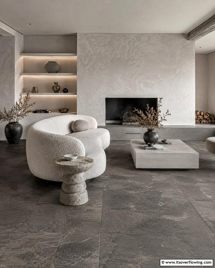 Grey Textured Flooring for Added Depth - 30 Grey Flooring Living Room Ideas for Modern Elegance
