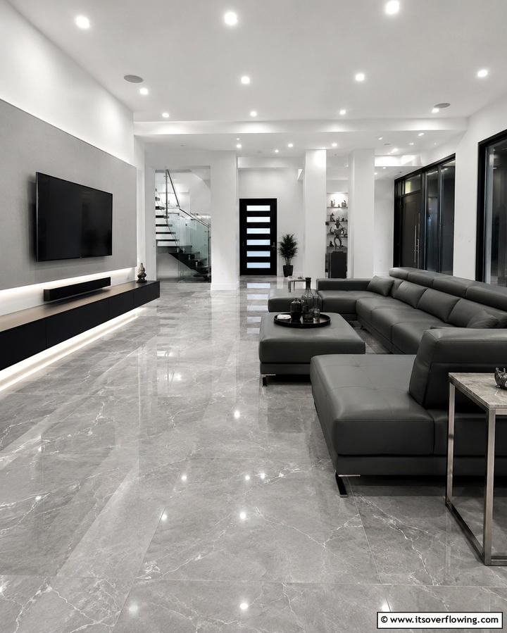 Grey Tile Flooring for a Sleek Finish - 30 Grey Flooring Living Room Ideas for Modern Elegance