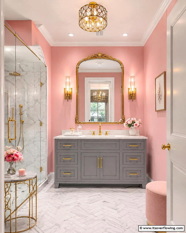 Grey Vanity with Gold Hardware - 25 Grey Bathroom Vanity Design Ideas for Modern Homes