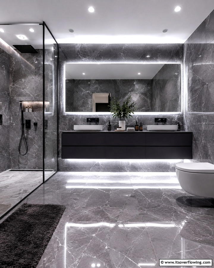 Grey Vanity with LED Lighting - 25 Grey Bathroom Vanity Design Ideas for Modern Homes