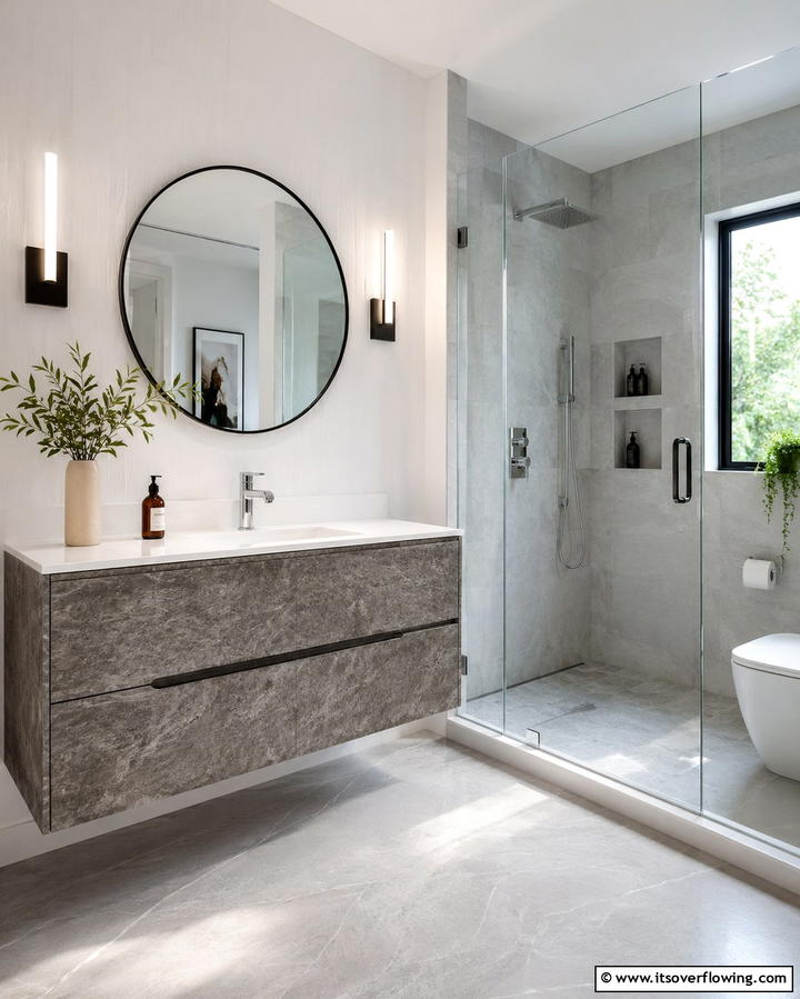 Grey Vanity with Textured Finish - 25 Grey Bathroom Vanity Design Ideas for Modern Homes