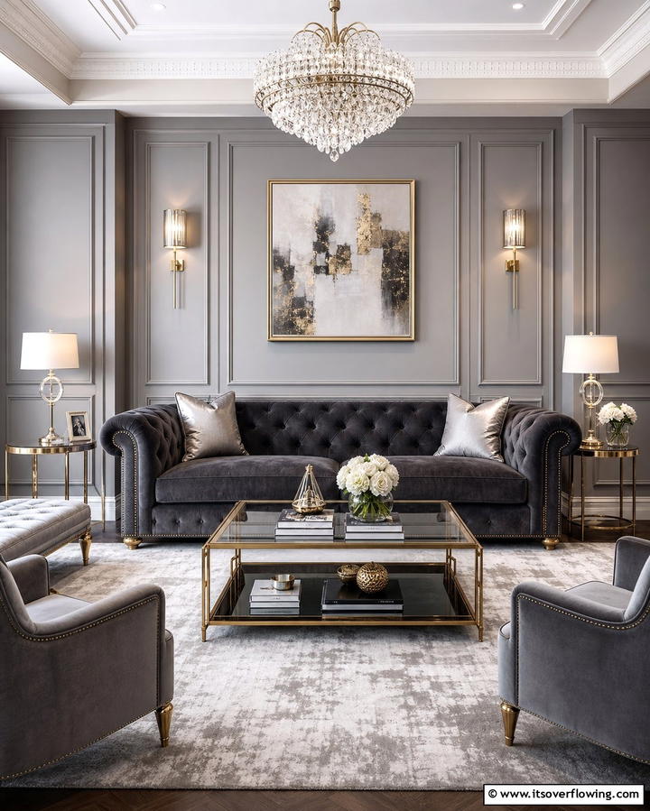 Grey Velvet Furniture - 25 Grey Living Room Ideas- Stylish & Modern Designs