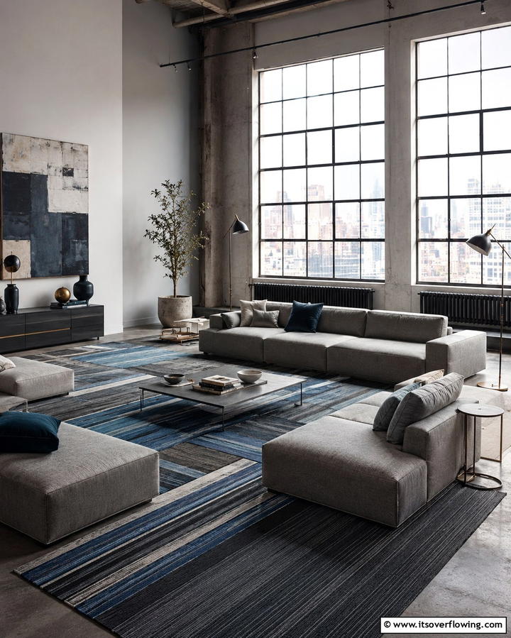 Grey Walls with Blue Accents - 30 Soothing Blue & Grey Living Room Designs for Relaxing Spaces