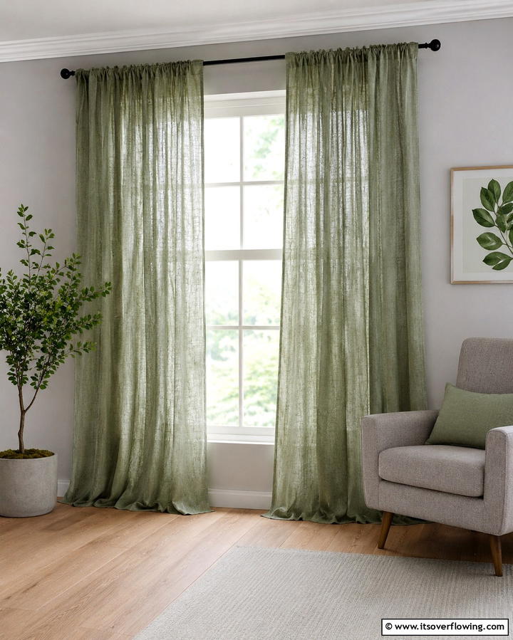 Grey Walls with Sage Green Curtains - 25 Sage Green and Grey Bedroom Ideas for a Serene Retreat