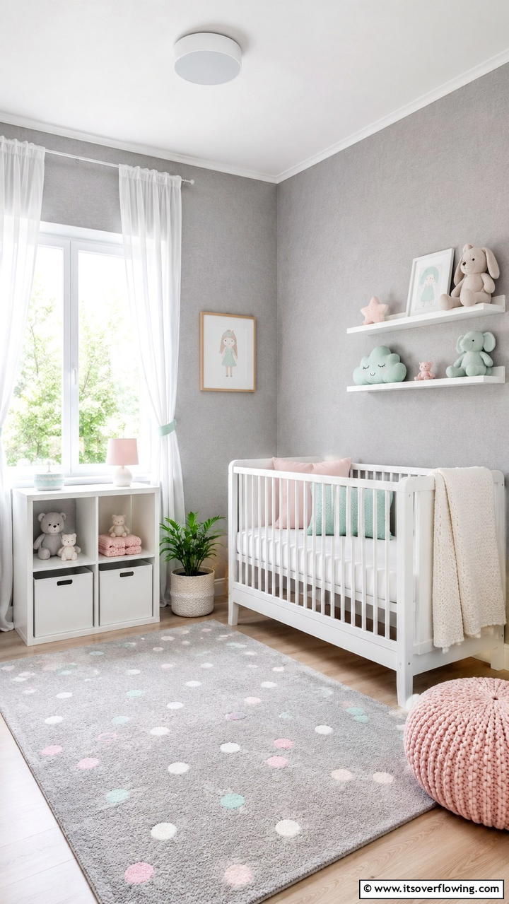 Grey Walls with Subtle Elegance - 30 Grey Nursery Ideas- Calming & Modern Baby Room Designs