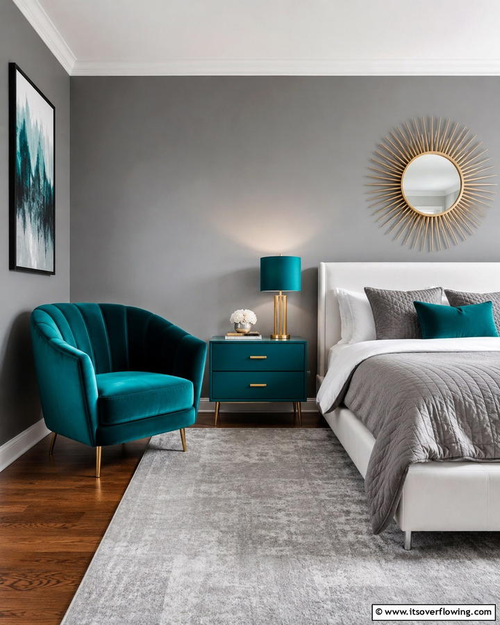 Grey Walls with Teal Furniture - 20 Teal and Grey Bedroom Ideas for a Modern Look