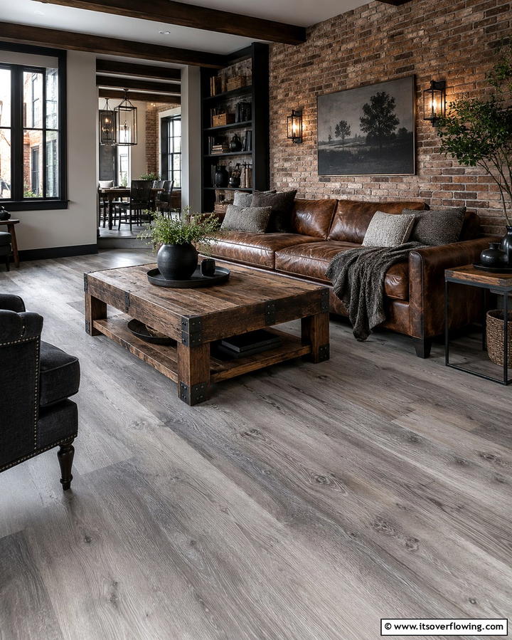 Grey Wood Flooring for a Rustic Charm - 30 Grey Flooring Living Room Ideas for Modern Elegance