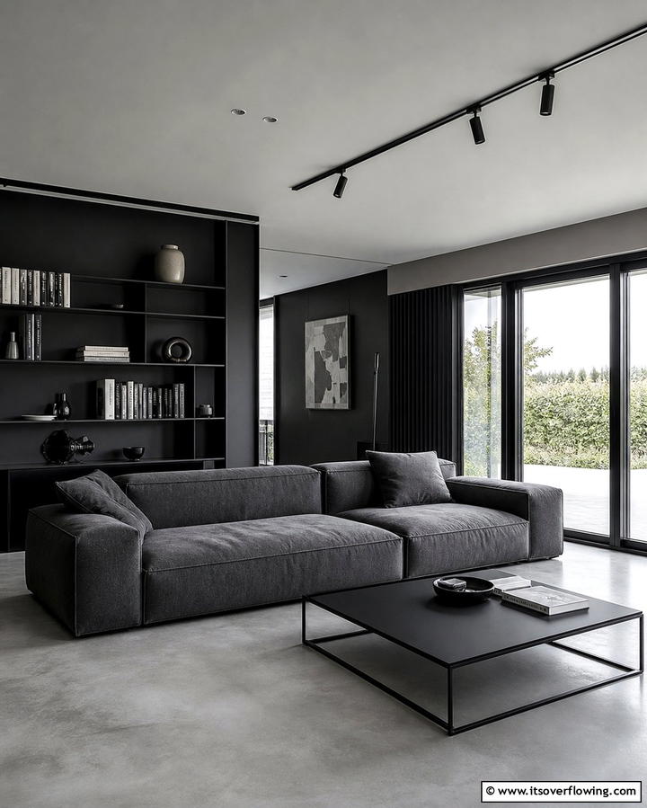 Grey and Black Minimalism - 25 Grey Living Room Ideas- Stylish & Modern Designs