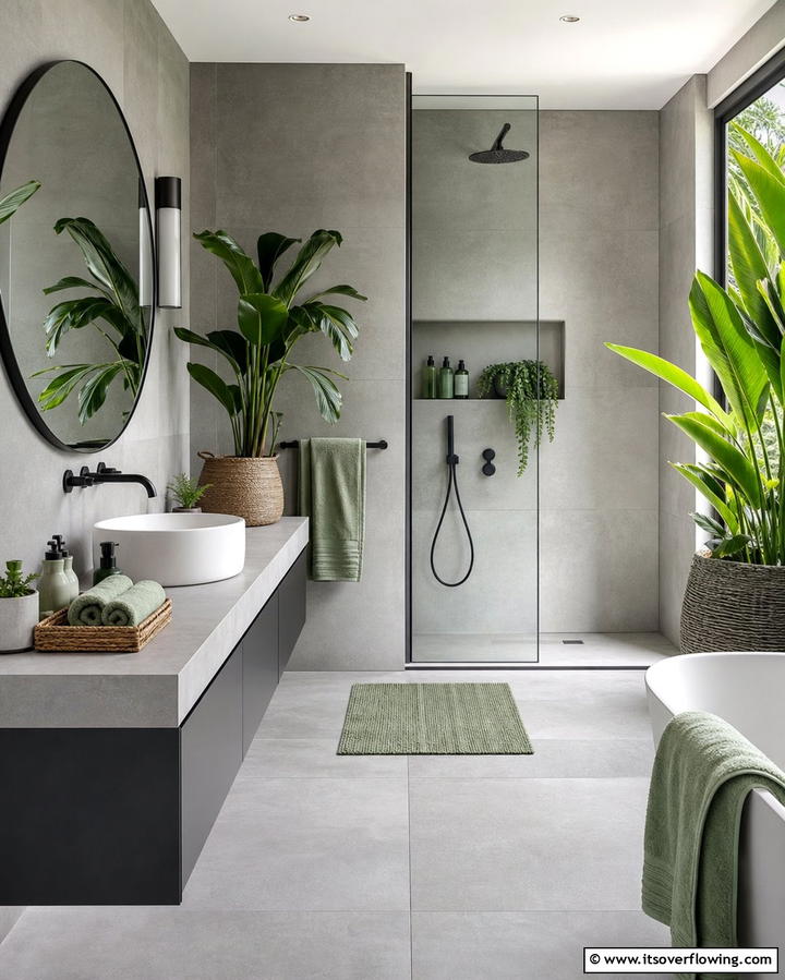 Grey and Green Combination - 25 Grey Bathroom Ideas for a Timeless and Elegant Look
