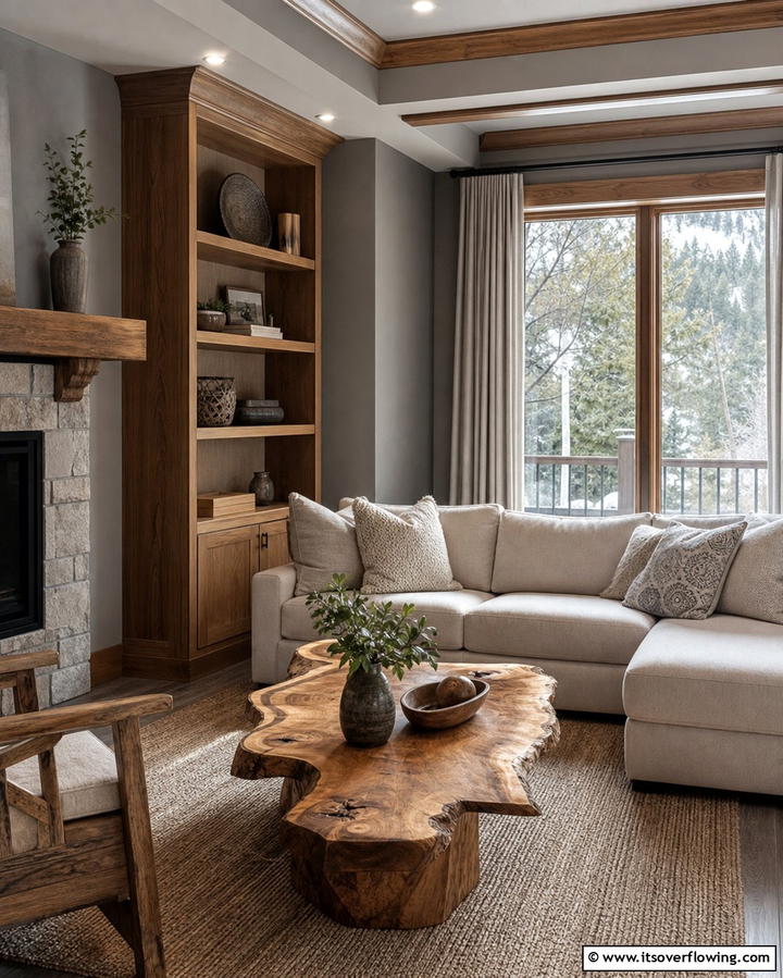 Grey and Natural Wood Harmony - 30 Grey Living Room & Dark Wood Floor Design Combinations