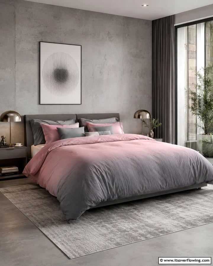 Grey and Pink Ombre Bedding - 25 Pink and Grey Bedroom Ideas for a Serene Space