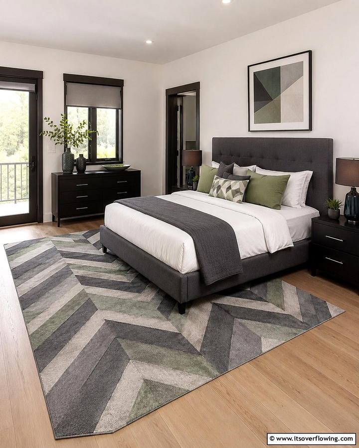 Grey and Sage Geometric Patterns - 25 Sage Green and Grey Bedroom Ideas for a Serene Retreat