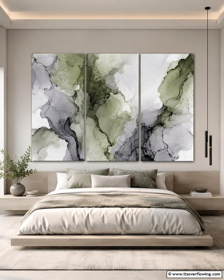 Grey and Sage Green Abstract Art - 25 Sage Green and Grey Bedroom Ideas for a Serene Retreat