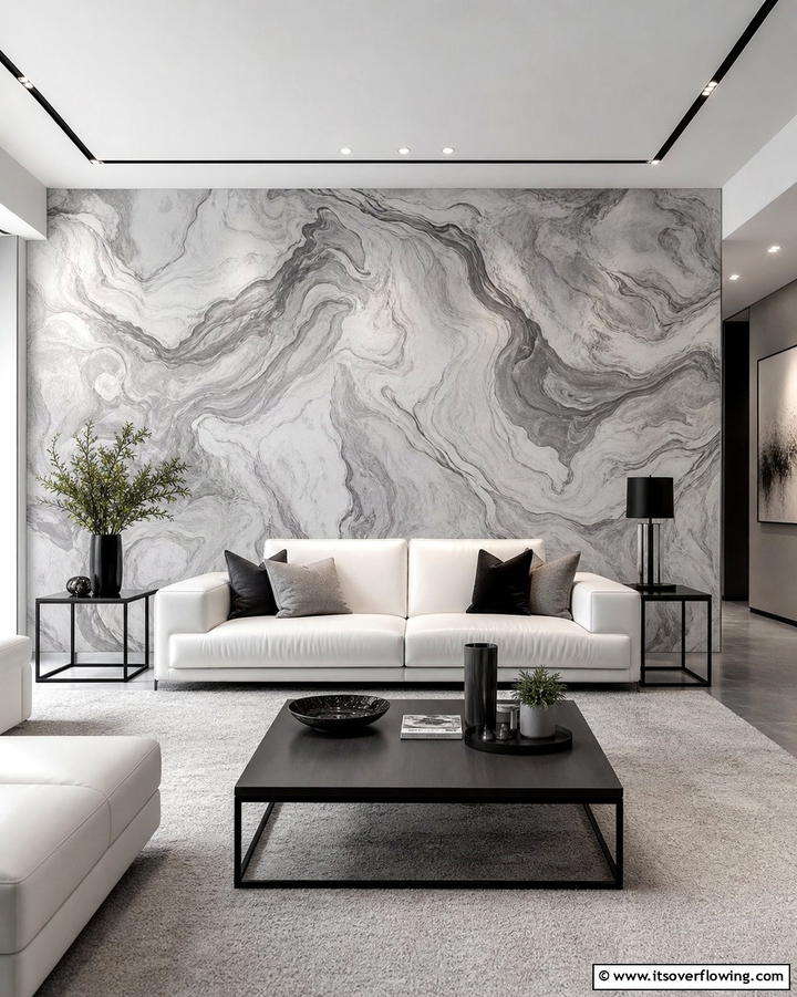 Grey and White Abstract Wallpaper - 25 Grey and White Living Room Ideas for Modern Homes