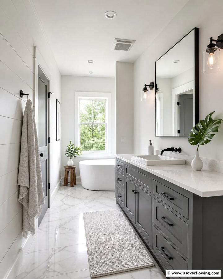 Grey and White Color Scheme - 25 Grey Bathroom Ideas for a Timeless and Elegant Look