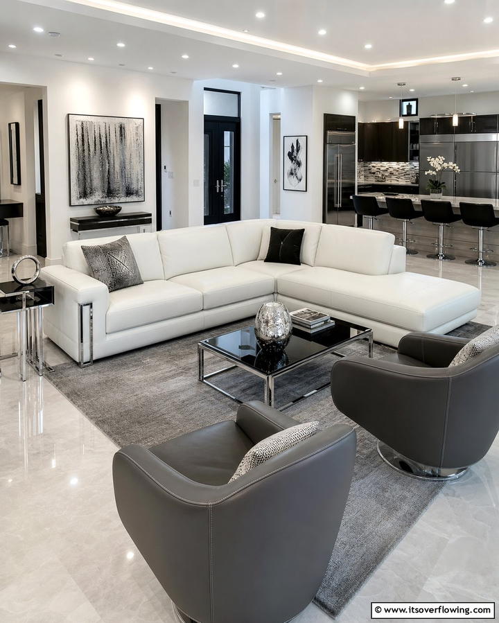 Grey and White Leather Furniture - 25 Grey and White Living Room Ideas for Modern Homes