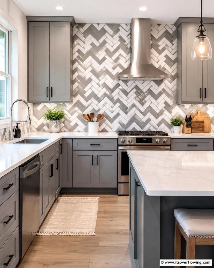 Grey and White Marble Countertops - 25 Grey and White Kitchen Ideas for a Classic Look