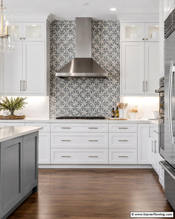 Grey and White Mosaic Tiles - 25 Grey and White Kitchen Ideas for a Classic Look