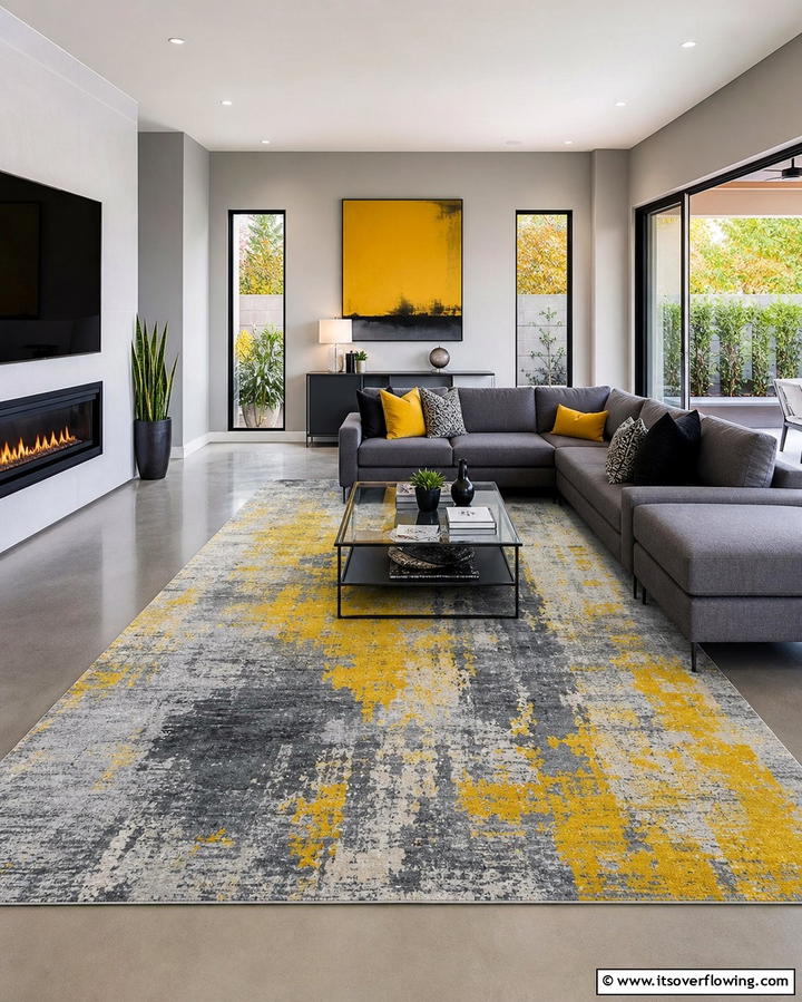 Grey and Yellow Area RugExact - 25 Grey and Yellow Living Room Ideas