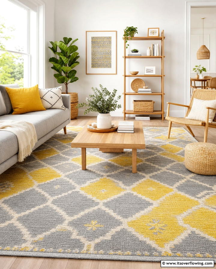 Grey and Yellow Area RugOne - 25 Grey and Yellow Living Room Ideas