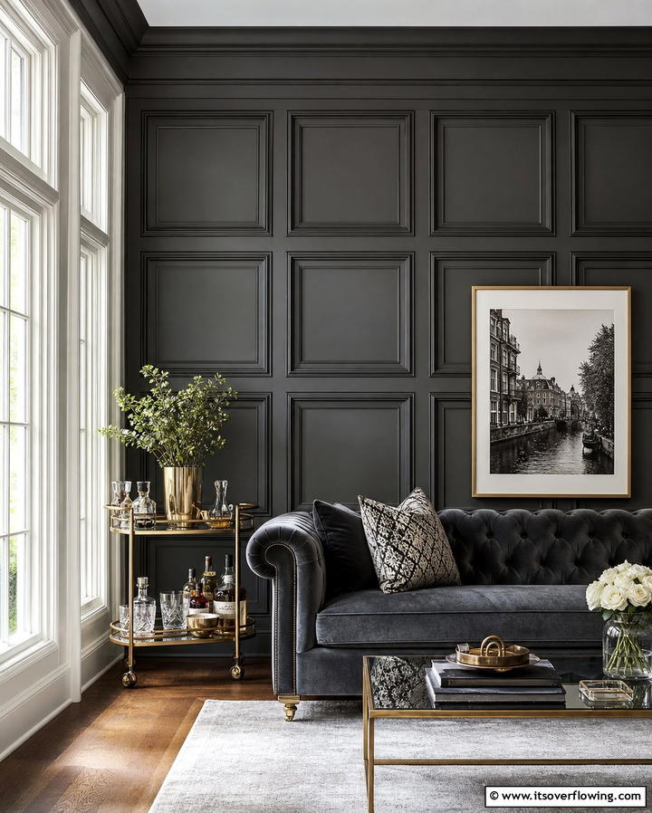 Grid Style Wood Trim Wall - 25 Wood Trim Accent Wall Ideas for a Warm Touch