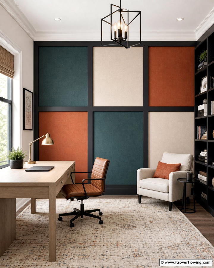 Grid with Color Blocks - 25 Geometric Accent Wall Ideas for Modern Interiors