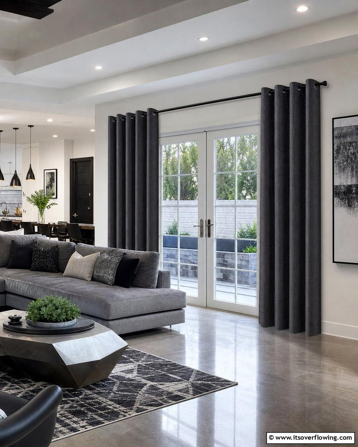 Grommet Curtains for Modern Flair - 20 French Door Curtain Ideas to Elevate Your Home Decor
